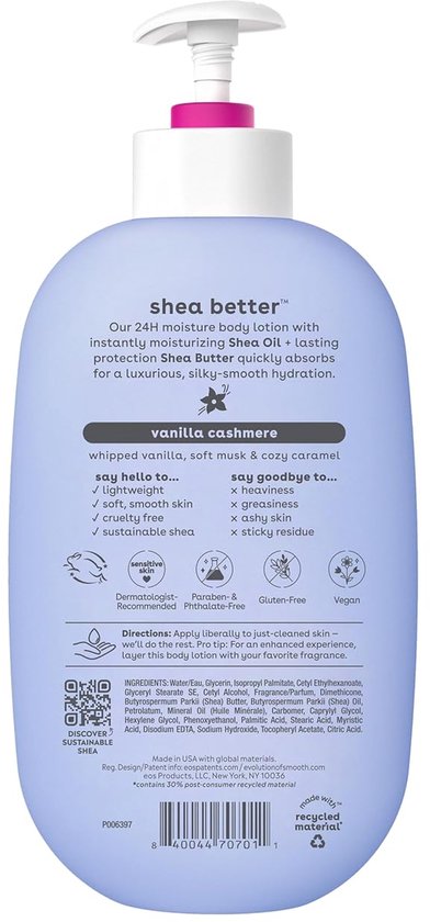 eos Shea Better Moisture Body Lotion - Vanilla Cashmere - 473ml