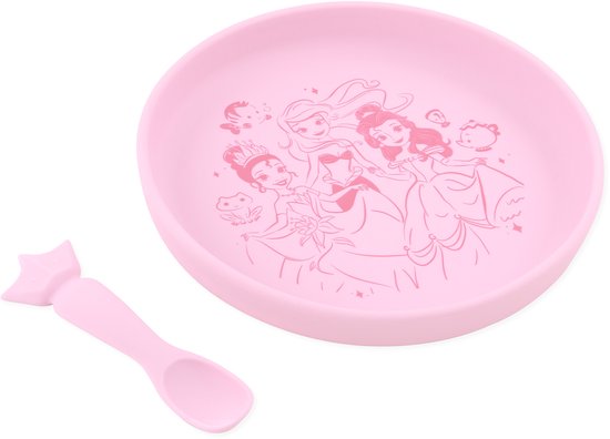 Bumkins - Assiette + cuillère en Siliconen - Disney Princess