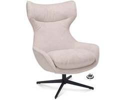 Icon Living - Fauteuil Otto - Stof Leo Sand - Poot Zwart 360° Draaibaar