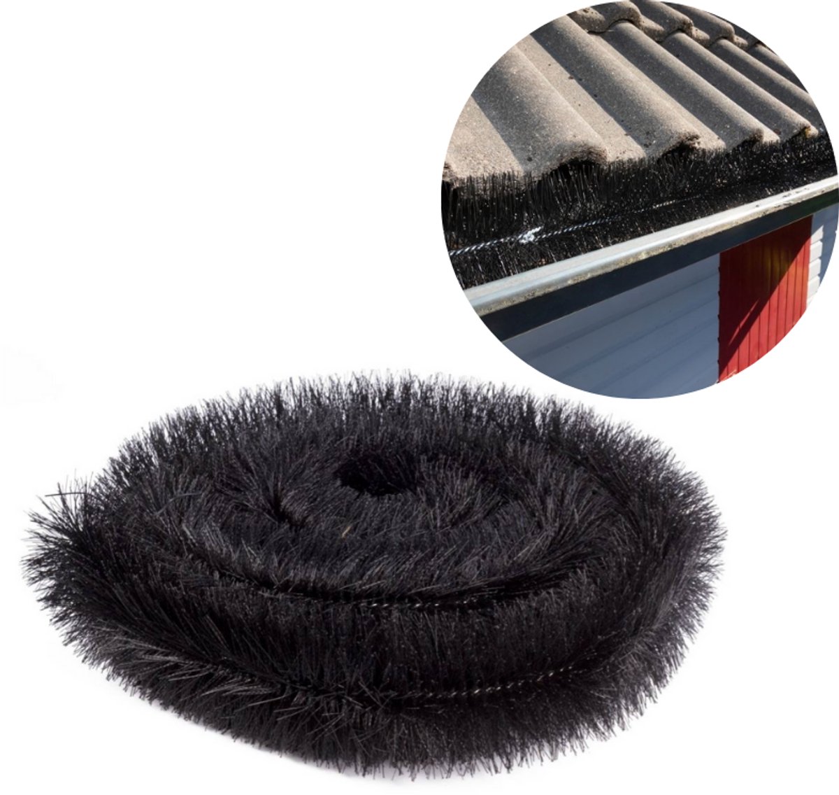 Dakgootbeschermer - Bladvanger - 4 meter - Ø10 cm - Dakgoot-Egel - Dakgootborstel - Gootborstel - Dakgootbescherming