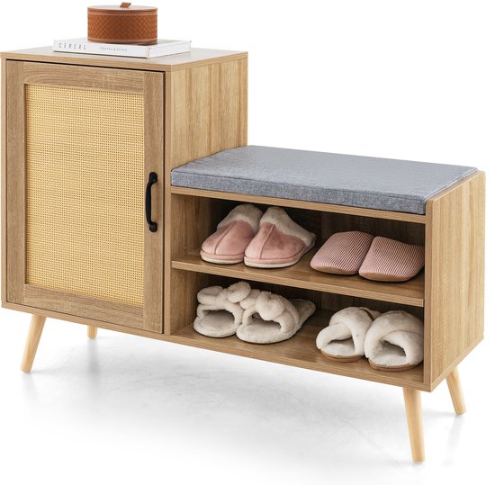 Schoenenkast met bank in modern design en robuuste kwaliteit. Voorzien van een