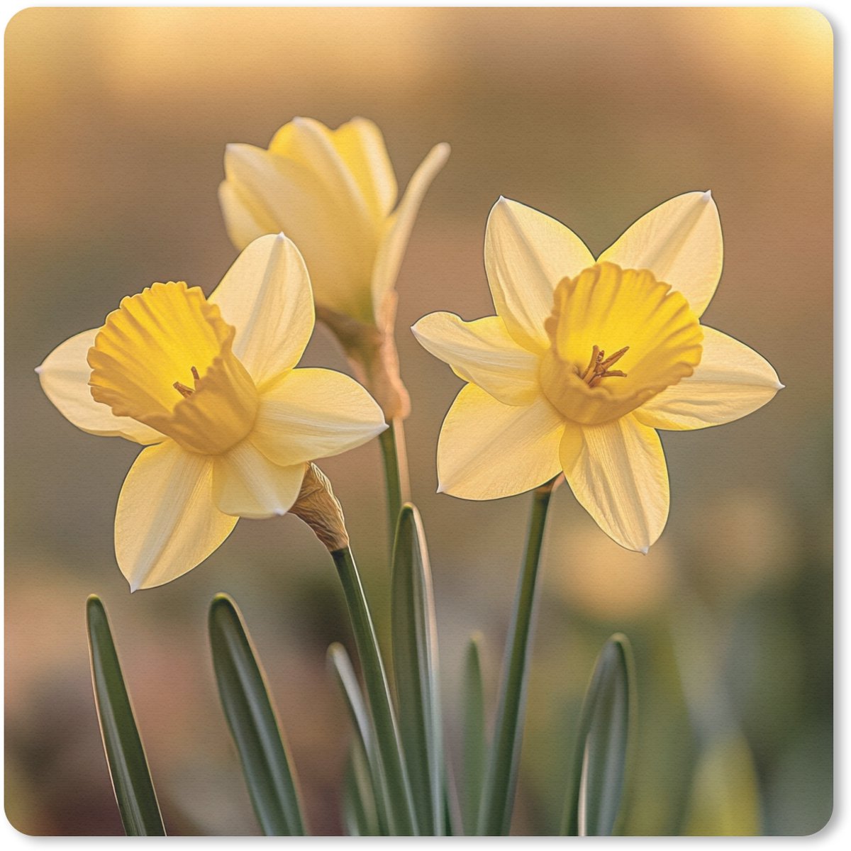 Muismat 30x30 cm - Mousepad Bloemen - Geel - Wazig - Muismatten