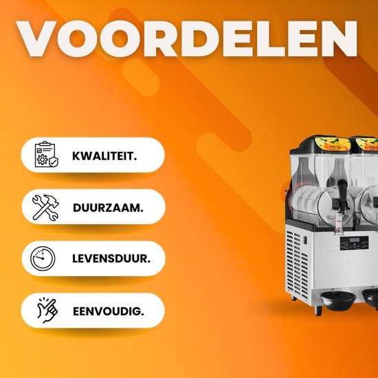Professionele Slush puppy machine - 12L - Voor Ijskoude Drankjes - Frozen drink maker van Roestvrij Staal - Dubbele tank van Merkloos — afbeelding 3