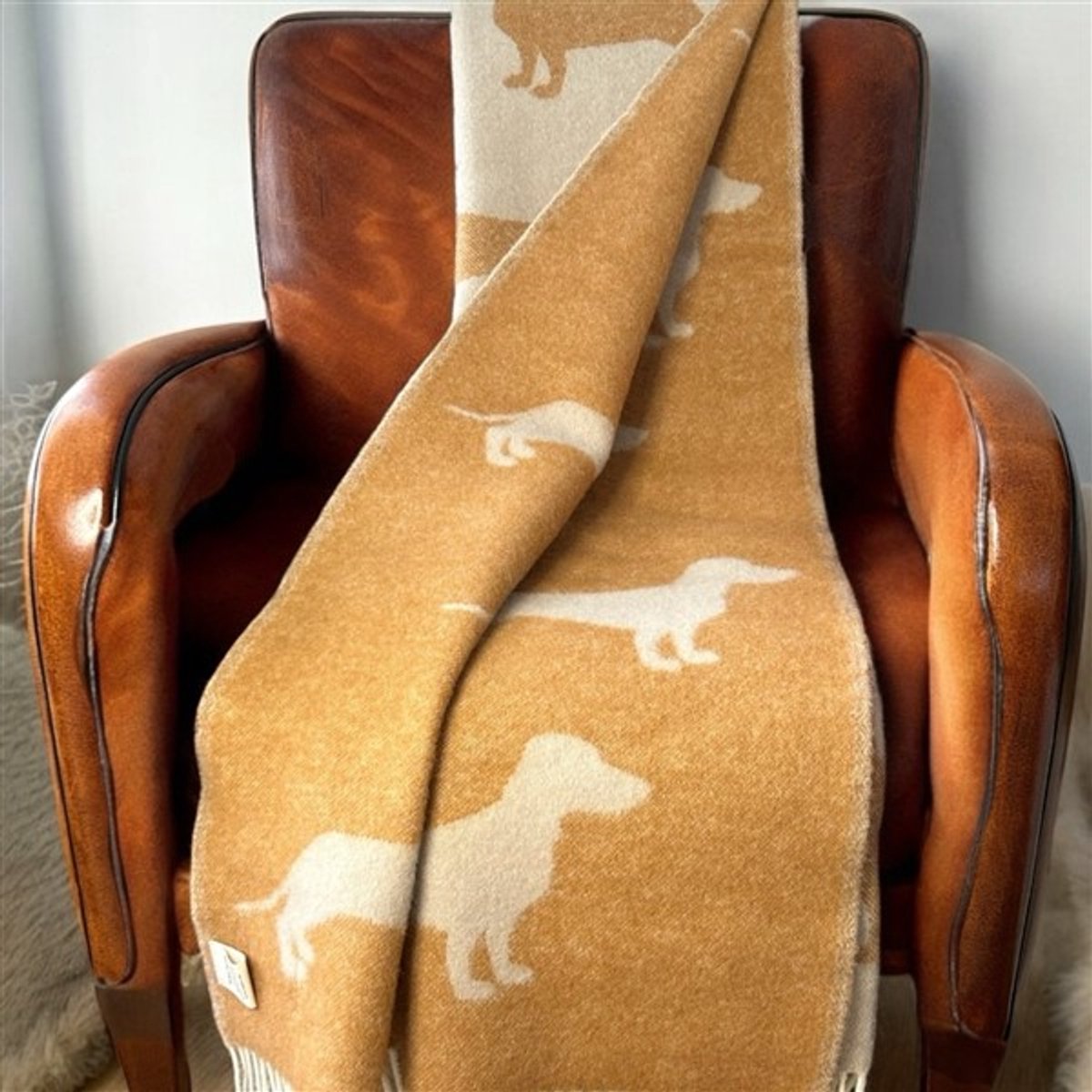 Belpo - Teckel Plaid - Teckel Deken – 100% Wol – 130×170 cm – Terra Rust