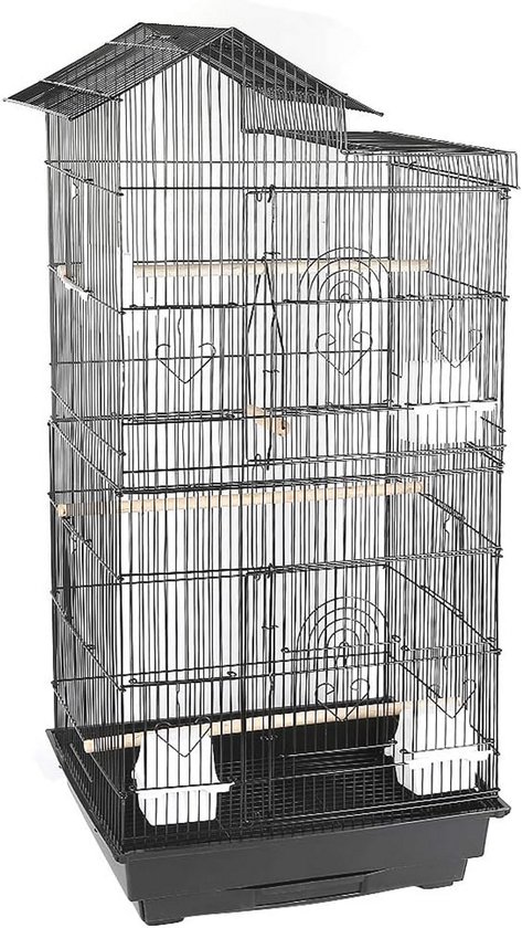 Vogelkooi voor Parkieten en Kleine Vogels - Zwarte Vogelvolière in 5