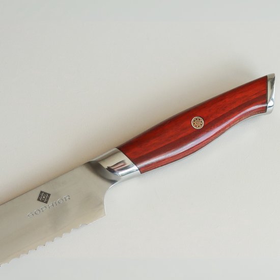 SOPHIOR Collection Classic Héritage - Couteau à pain | Acier 3 couches | Manche en palissandre | 60 HRC