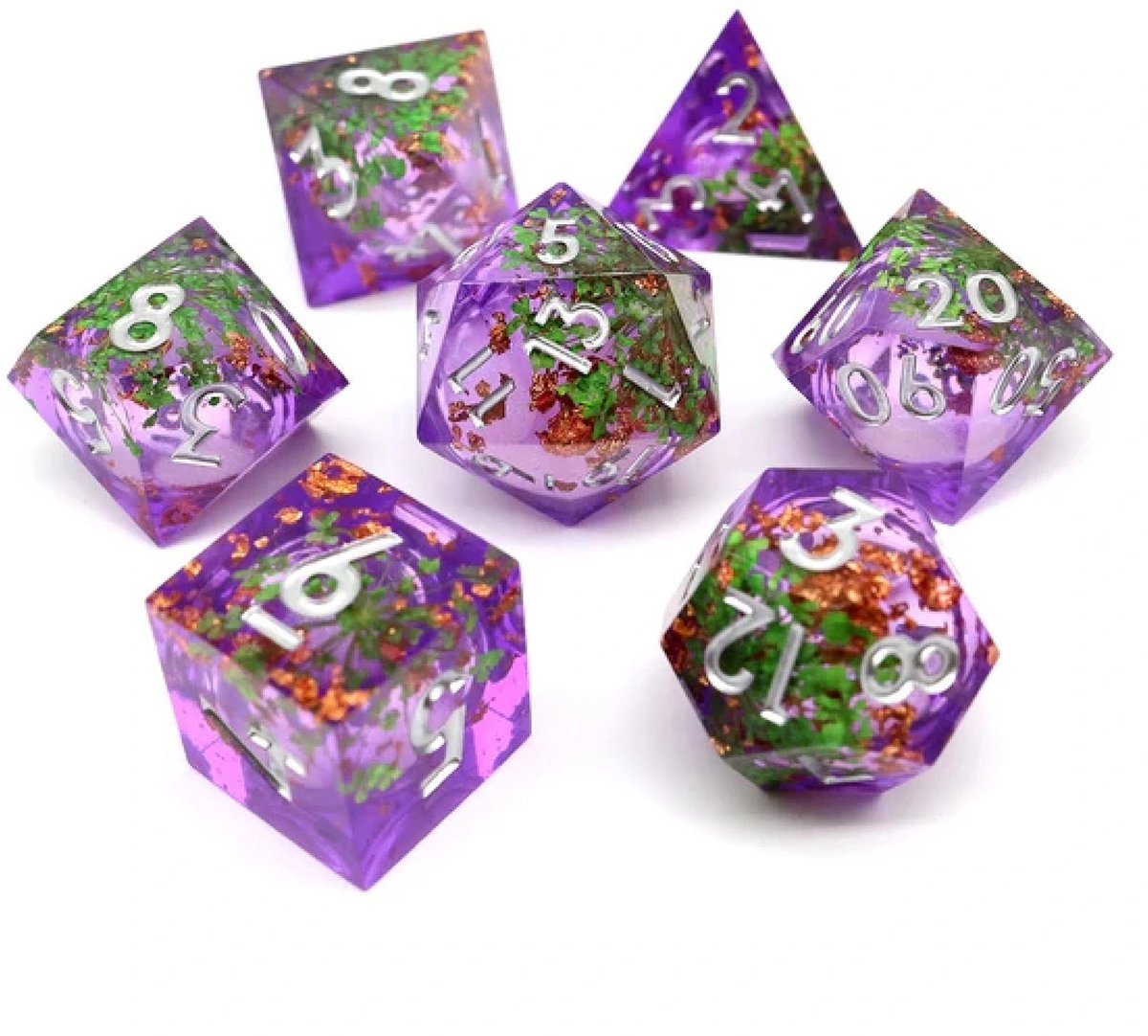 Lapi Toys - Dnd dice - Dnd dobbelstenen - Liquid core dice - Incl. dice bag - Resin - Paars