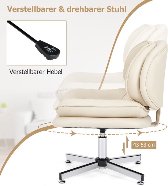 Costway Schneidersitz Stoel Draaisteun Zonder Armleuningen Bureau Stoel Met Brede Zitting Roze  Id20250909564708001757396893
