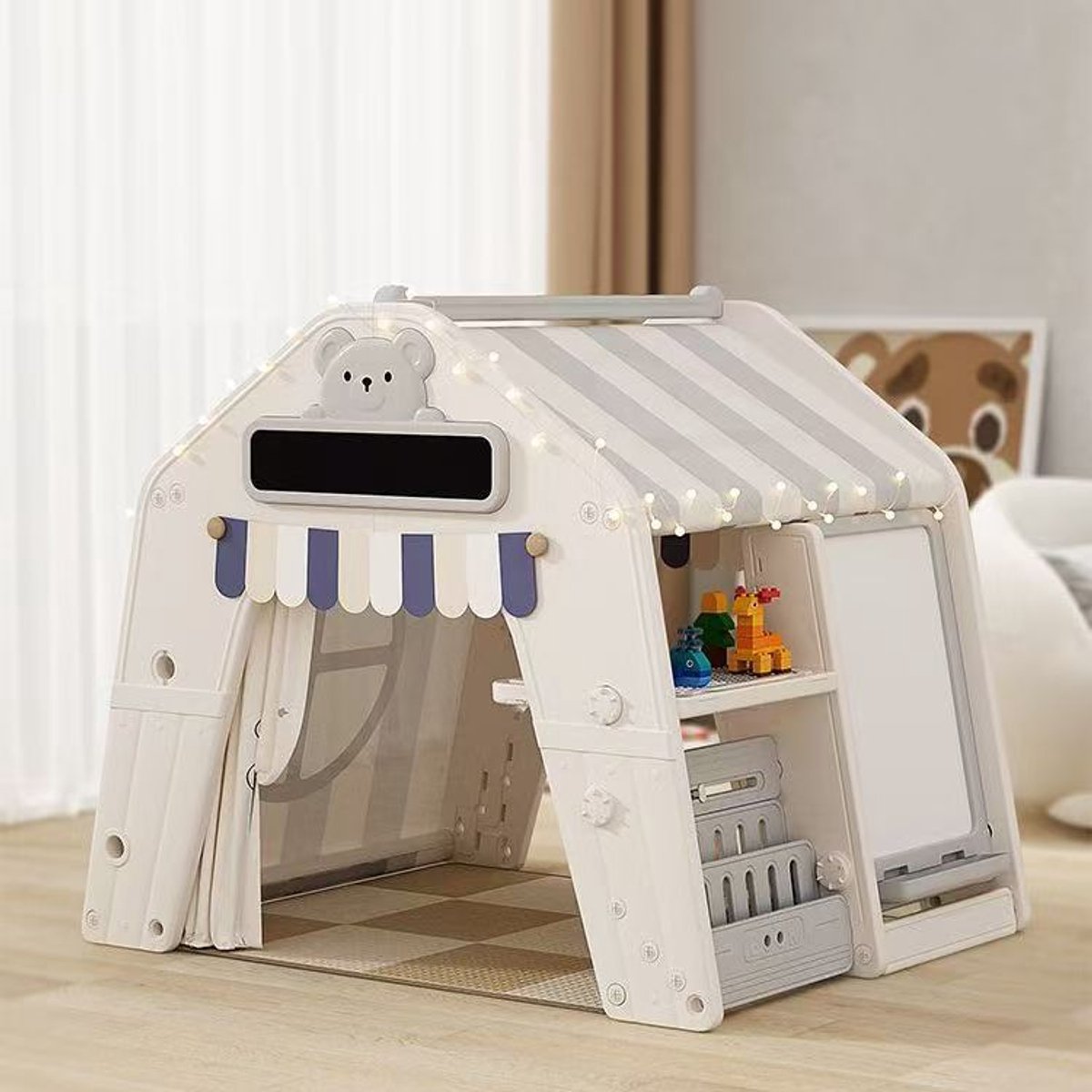 Kunststof Speelhuis Tent Grijs voor binnen en buiten in de tuin - Peuter - Kleuter — afbeelding 7