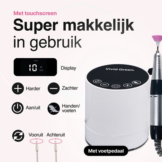 Elektrische Nagelvijl - Nagelfrees Complete Set 35000 RPM - Manicure & Pedicure - Vivid Green