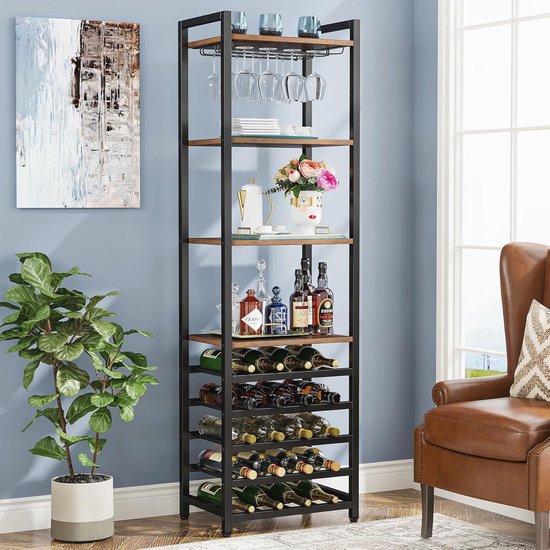 GOPLUS Wooden wine bar cabinet, kitchen cabinet with