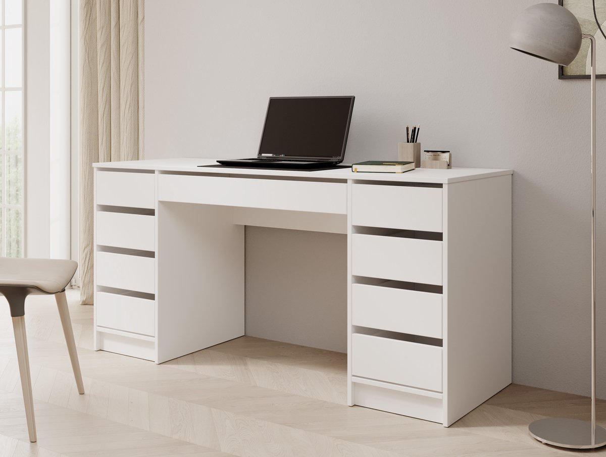 Meubella - Bureau Avio 2 - Wit - 154 cm