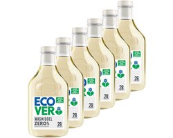 Ecover - Vloeibaar Wasmiddel Zero - Voordeelverpakking 6 x 1 L - 84 wasbeurten - 0 % parfum & kleurstoffen - hypoallergeen - Plantaardig & Biologisch afbreekbaar