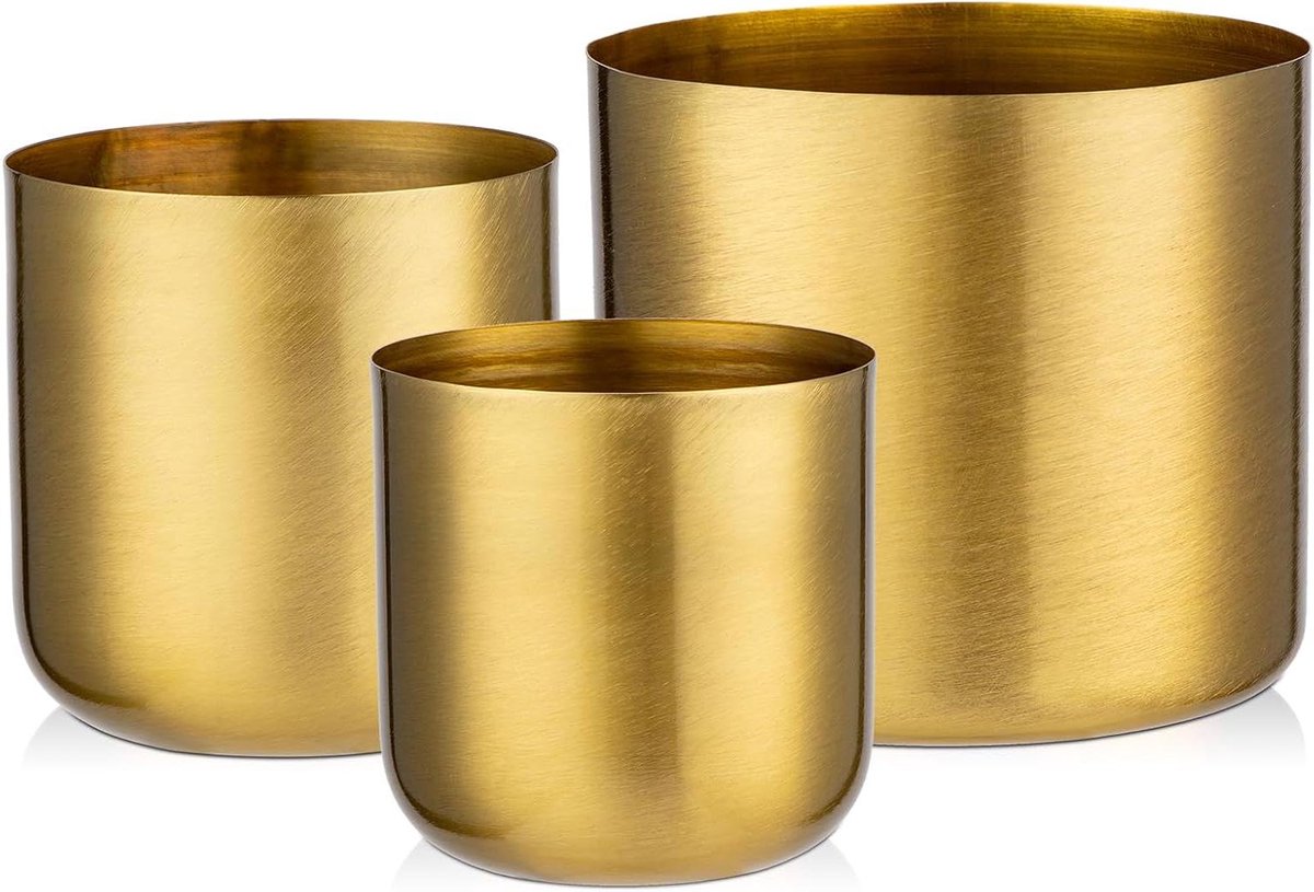 Oairse Set van 6 hangende bloempotten met afneembare metalen haken, bloempotten van verzinkt staal, perfect voor moderne decoratie en plantenpotten, voor planten in de open lucht, balkon, tuin