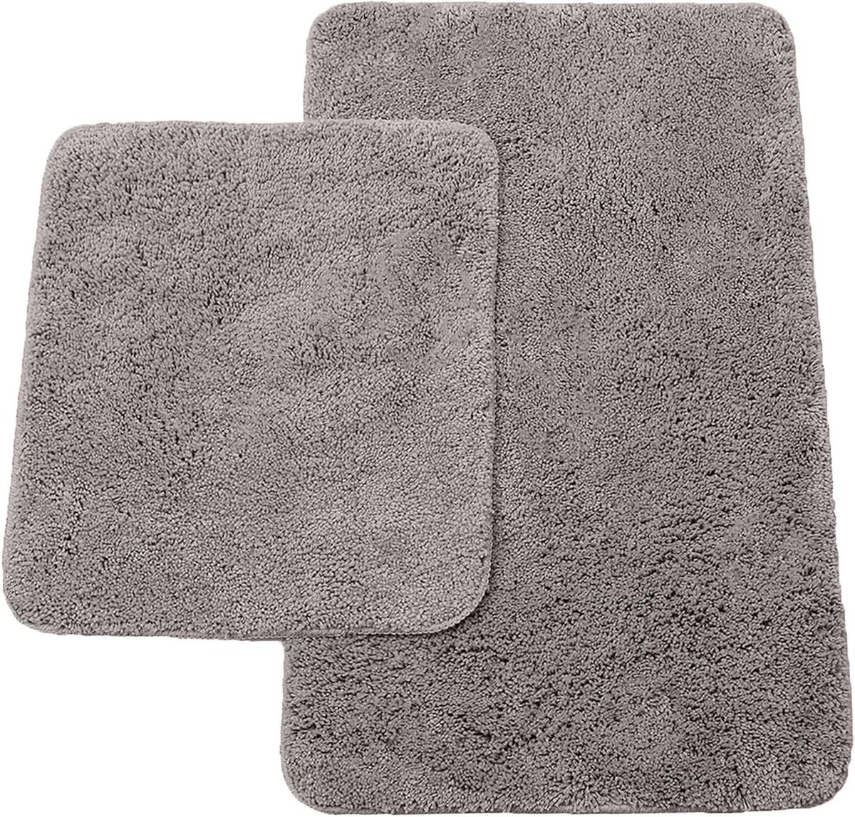 Badkamermatten set van 2: ca. 50/80 cm en wc-mat ca. 45/50 cm - Kleur: antraciet