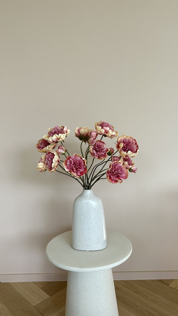 BLOEMM. – Luxe Zijden bloemen - Pioen Peach/Roze Bloemen – Set van 6 Kunstbloemen – Realistische Kunstbloemen – Hoge kwaliteit – Zonder vaas