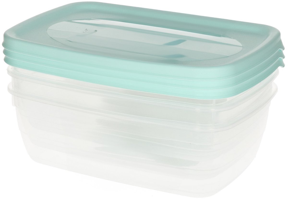 Vershoudbakjes - 3 stuks - 1,2 liter - mint groen - voorraadbakjes met deksel - eten bewaren