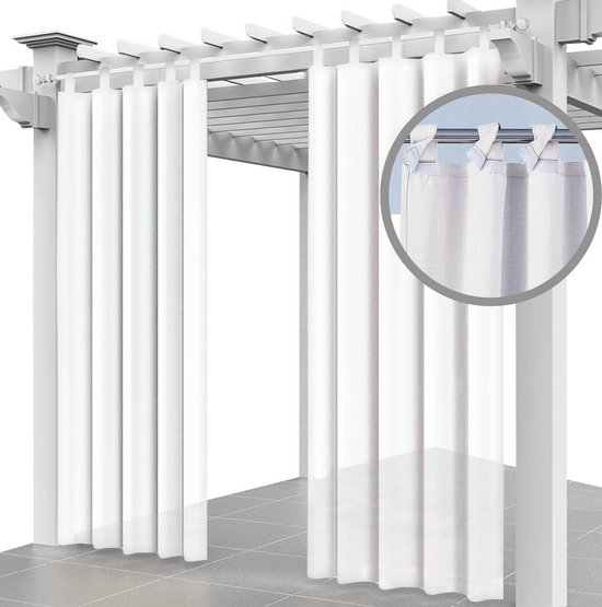 Eurofirany Tuingordijn met lusgordijn, 1 stuks, afneembare lussen, zonwering, inkijkbescherming, winddicht, waterdicht, voor paviljoen, terras, pergola, 155x200 cm, donkergrijs