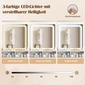Démonstration de lumières LED à trois couleurs réglables : jaune chaud, blanc chaud et blanc froid.