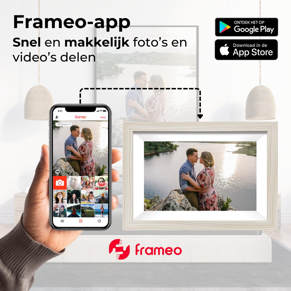 Naevy Digitale Fotolijst 10.1 inch – Digitaal Fotolijstje – HD Display – Met WiFi Verbinding & Touchscreen – Frameo App – 16 GB Intern Geheugen — cadeau in Wonen & Interieur - foto 4