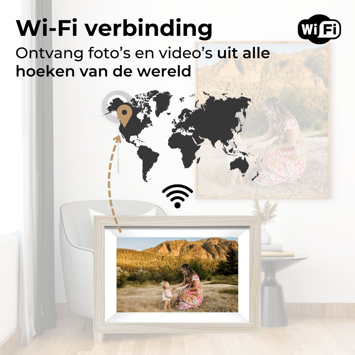 Naevy Digitale Fotolijst 10.1 inch – Digitaal Fotolijstje – HD Display – Met WiFi Verbinding & Touchscreen – Frameo App – 16 GB Intern Geheugen — cadeau in Wonen & Interieur - foto 3
