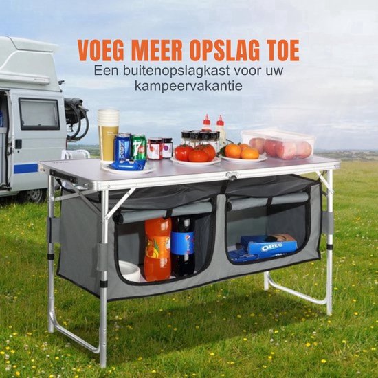 Klaptafel - Campingtafel - 120x47x70 cm - 4 tot 6 personen - Met vakken — afbeelding 2