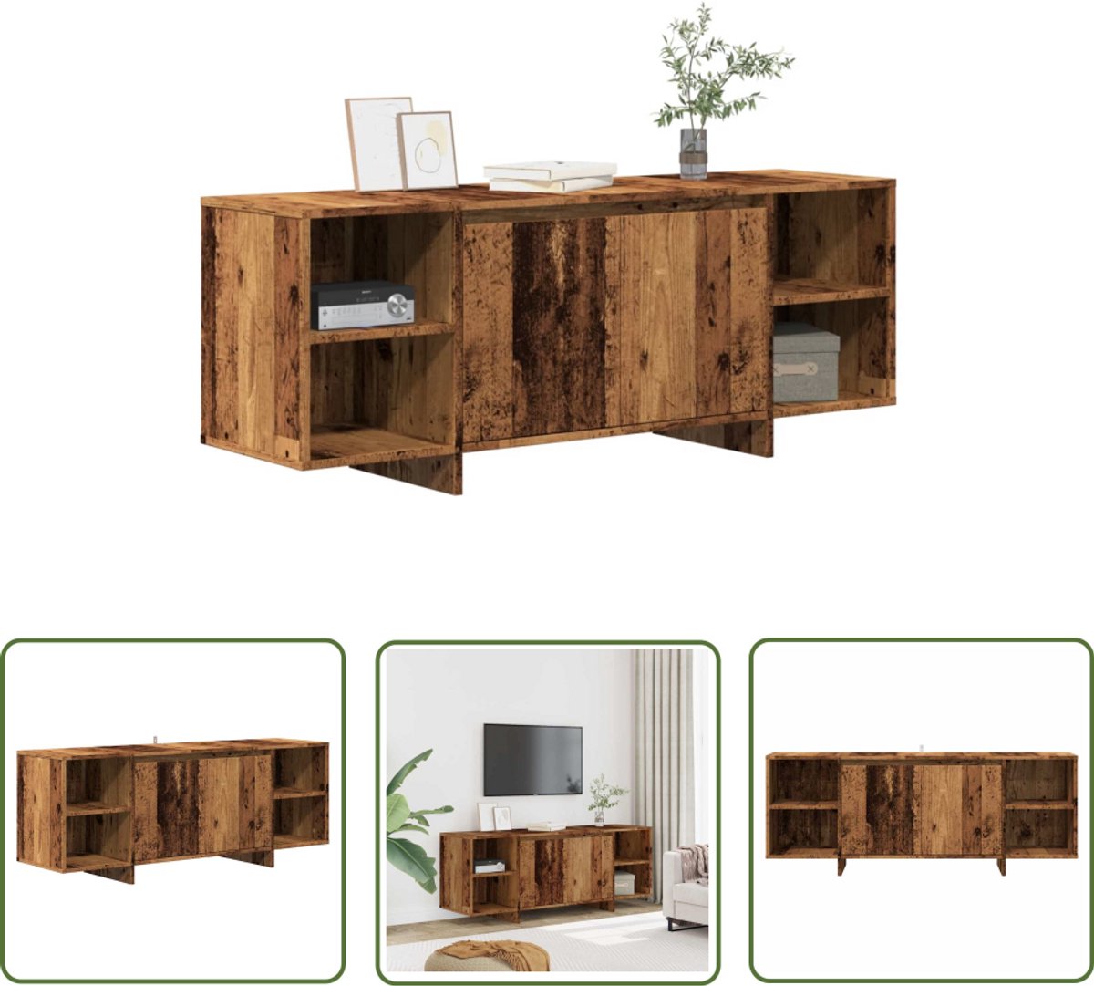 vidaXL Salontafel - Tv Meubel - Tv-meubel 130x35x50 cm bewerkt hout oud houtkleurig - Houten Kast - Media Kast - Opslagkast