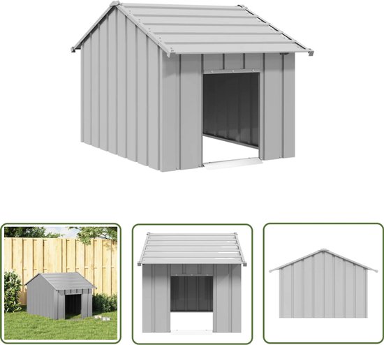 The Living Store Hondenhok met dak 83x130x85 cm gegalvaniseerd staal - Hond Hok - Hondenuitlaat - Buitenverblijf Hond - Hondenhuis - Honden Shelter