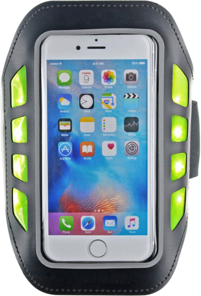 Bigben Connected, 5.5'' Smartphone Sport Armband met reflecterende LED's, Zwart