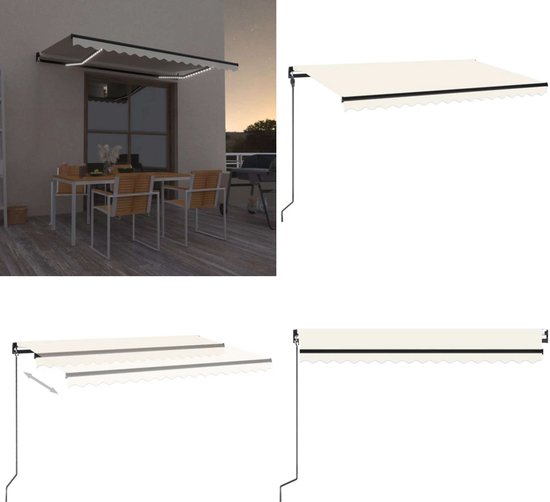 vidaXL-Luifel-handmatig-uittrekbaar-met-LED-450x300-cm-crèmekleurig