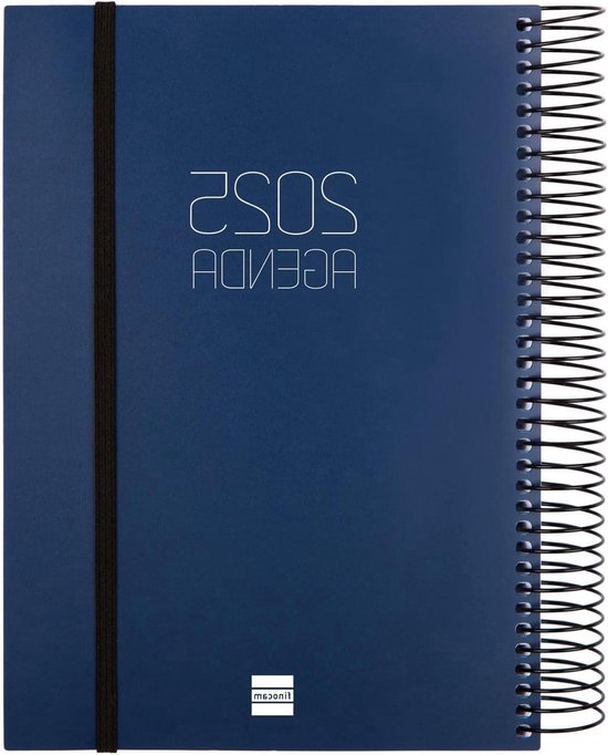 Agenda Espiral Finocam 2025 - 1 Página Por Día, Enero A Diciembre, Azul Italiano