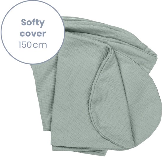 Doomoo Softy Cover – Vervanghoes voor Voedingskussen Softy – Biologisch katoen – 150 cm – Tetra Jersey Green