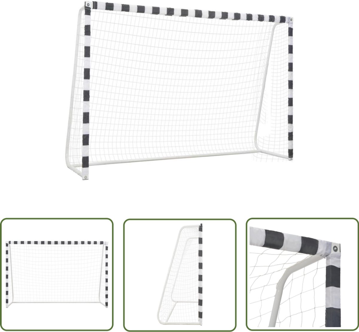 vidaXL Voetbalnet - Voetbaldoel - Voetbaldoel 300x200x90 cm metaal zwart en wit - Trainingsdoel - Outdoorspullen - Tuinspullen