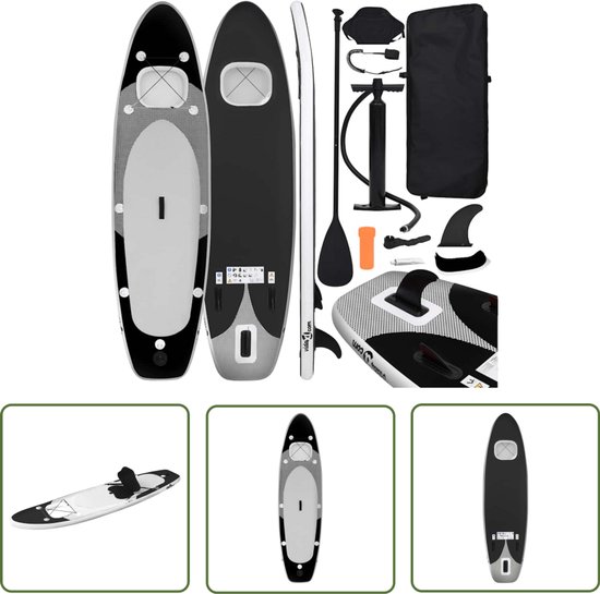 The Living Store Stand Up Paddleboardset opblaasbaar 360x81x10 cm zwart - Stand Up Paddleboard - Sup Board - Opblaasbord - Pvc Board - Zwemmen