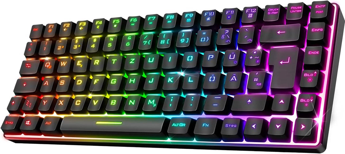 Draadloos Bluetooth Gaming Keyboard TKL met RGB Achtergrondverlichting en Anti-Ghosting | PC, Smartphone & Tablet Compatibel