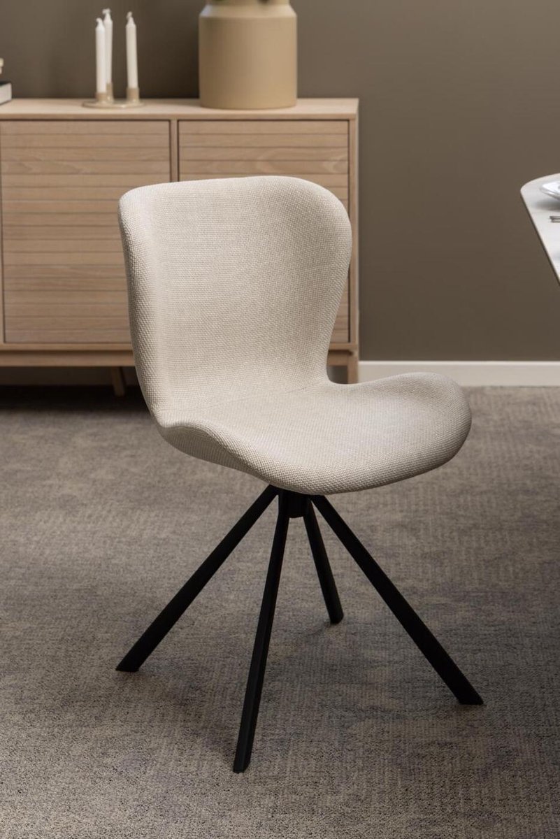 Giga Living Eetkamerstoel Beige Draaibaar - Stof & Textiel - 47x53x81cm - Eetkamerstoel Zaria - Giga Living - Set van 2