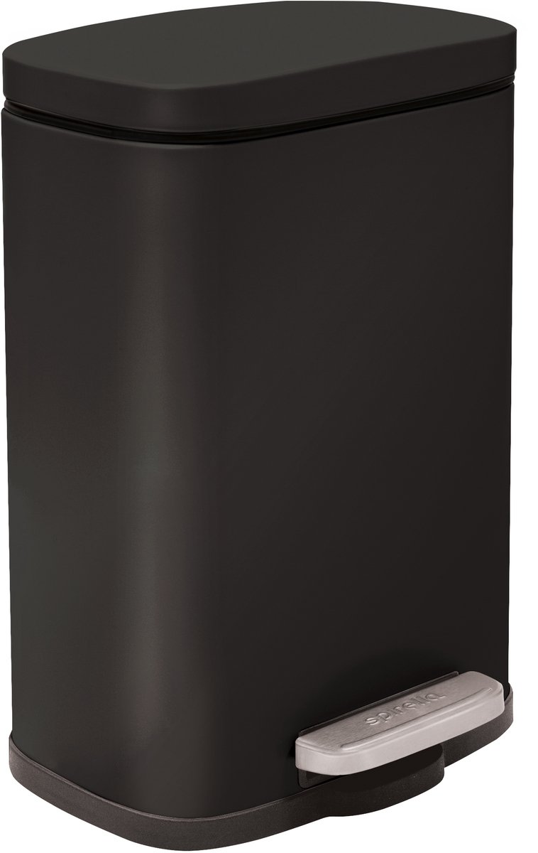 Goedkoopste Spirella Pedaalemmer Venice - zwart - 5 liter - metaal - L21 x H30 cm - soft-close - toilet/badkamer
