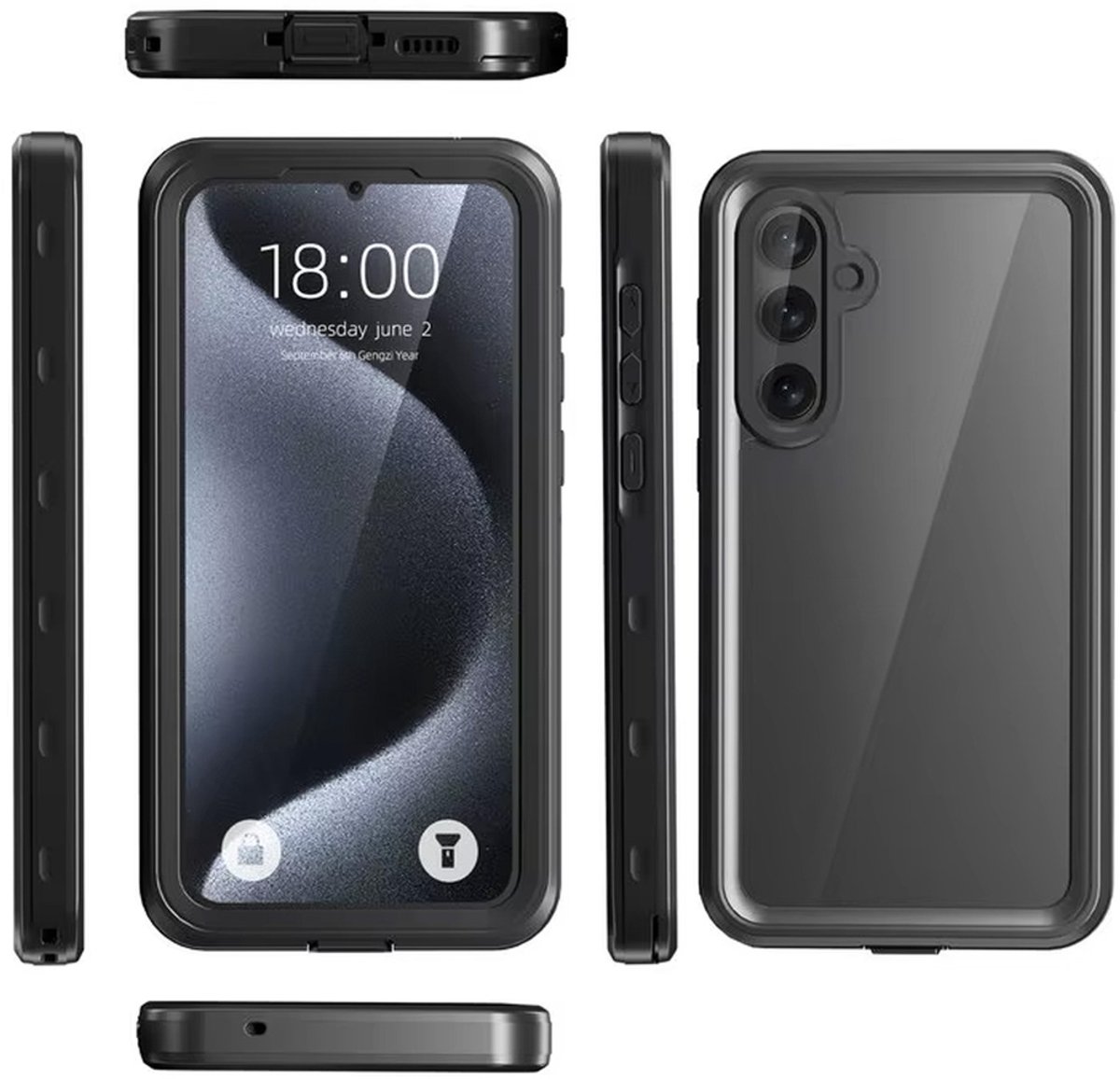 IP68 waterdichte behuizing met 360+ band voor Galaxy A35 5G (zwart)