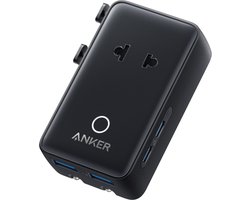 Anker Nano reisadapter, USB-stekker 5-poorts stroomadapter met 1 AC, 2 USB-A en 2 USB-C poorten, slimme temperatuurregeling, compatibel met alle landen en regio’s, ideaal voor op reis