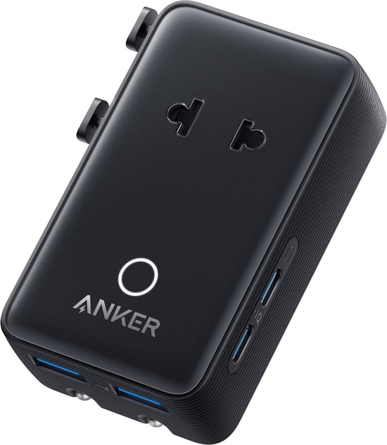 Adaptateur de voyage Anker Nano , adaptateur secteur USB 5 ports avec 1 AC CA, 2 ports USB-A et 2 ports USB-C, contrôle intelligent de la température, compatible avec tous les pays et régions, idéal pour les voyages