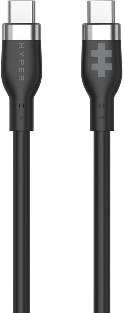 Hyper HyperJuice Siliconen USB-C naar USB-C Kabel – 1m Lengte – 240W PD 3.1 EPR Power Delivery – Compatibel met USB-C Apparaten en Opladers - Zwart