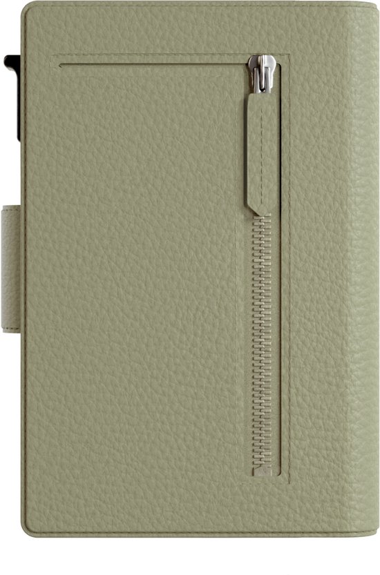 Prowallet Plus – Vert pebble – Porte-cartes RFID – Portefeuille compact avec porte-cartes coulissant – Pour 8 cartes, billets et monnaie – Aluminium et simili cuir – Coffret cadeau de luxe – Femme