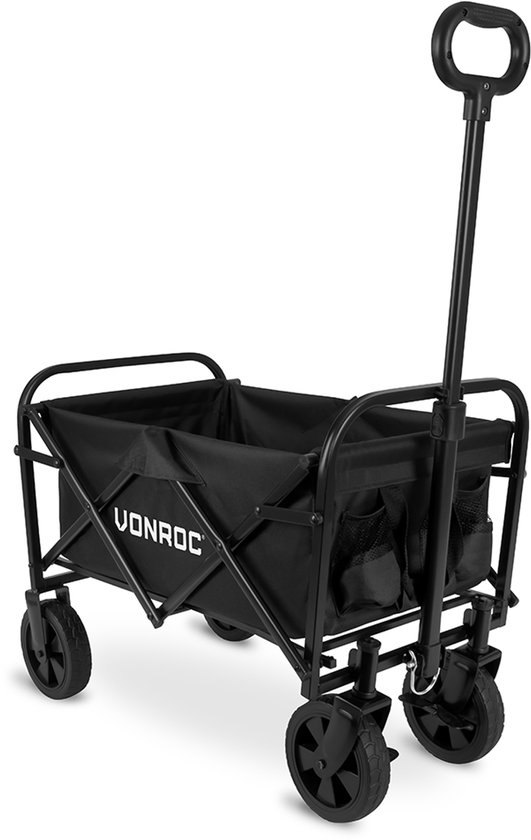 VONROC Bolderkar - Compact model - Opvouwbaar - 60 kg draagvermogen - 50l inhoud - Massieve anti-lek wielen - Stevig stalen frame - Polyester 600D - Zwart van VONROC — afbeelding 2