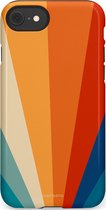 Casetastic hoesje geschikt voor Apple iPhone SE / Apple iPhone 7 / Apple iPhone 8 - Dubbellaagse bescherming - Retro straal - Fashion Case - Oranje Okergeel Petrol Rood