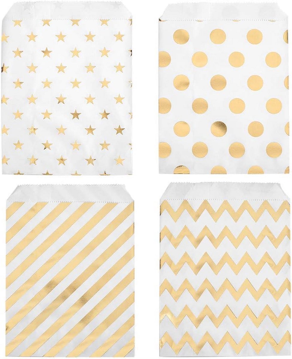 100 Gouden Papieren Zakjes - Snoepzakjes Voor Bruiloft & Feestjes - 4 Ontwerpen