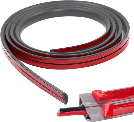 Kabelgoot, zelfklevend, flexibele kabelbescherming, 3 m x 25 mm x 13 mm, flexibel kabelgoot, platte kabelgoot voor thuis, kantoor, school, magazijn (1 dikke kabel, 3 m, grijs
