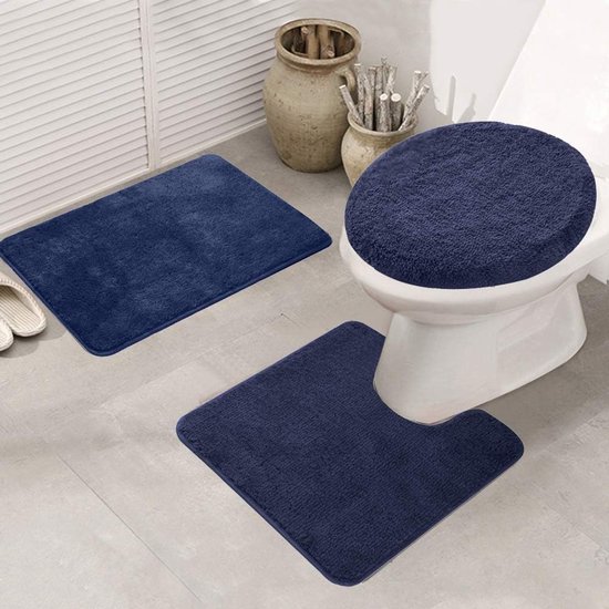 Pauwer Zachte Badmatten & Badtapijten Set 3-delig Microvezel Antislip Waterabsorberende Badkamerteppich Machinewasbaar Badmat en Toiletmat voor Douche, Badkuip en WC, Beige