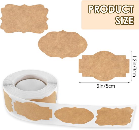 Joyoldelf 150 stuks bordstickers, waterdichte etiketten, zelfklevend met pen, keukenzelfklevende etiketten partner voor kruidenpotjes, jam enz., 6 x 4 cm (golf