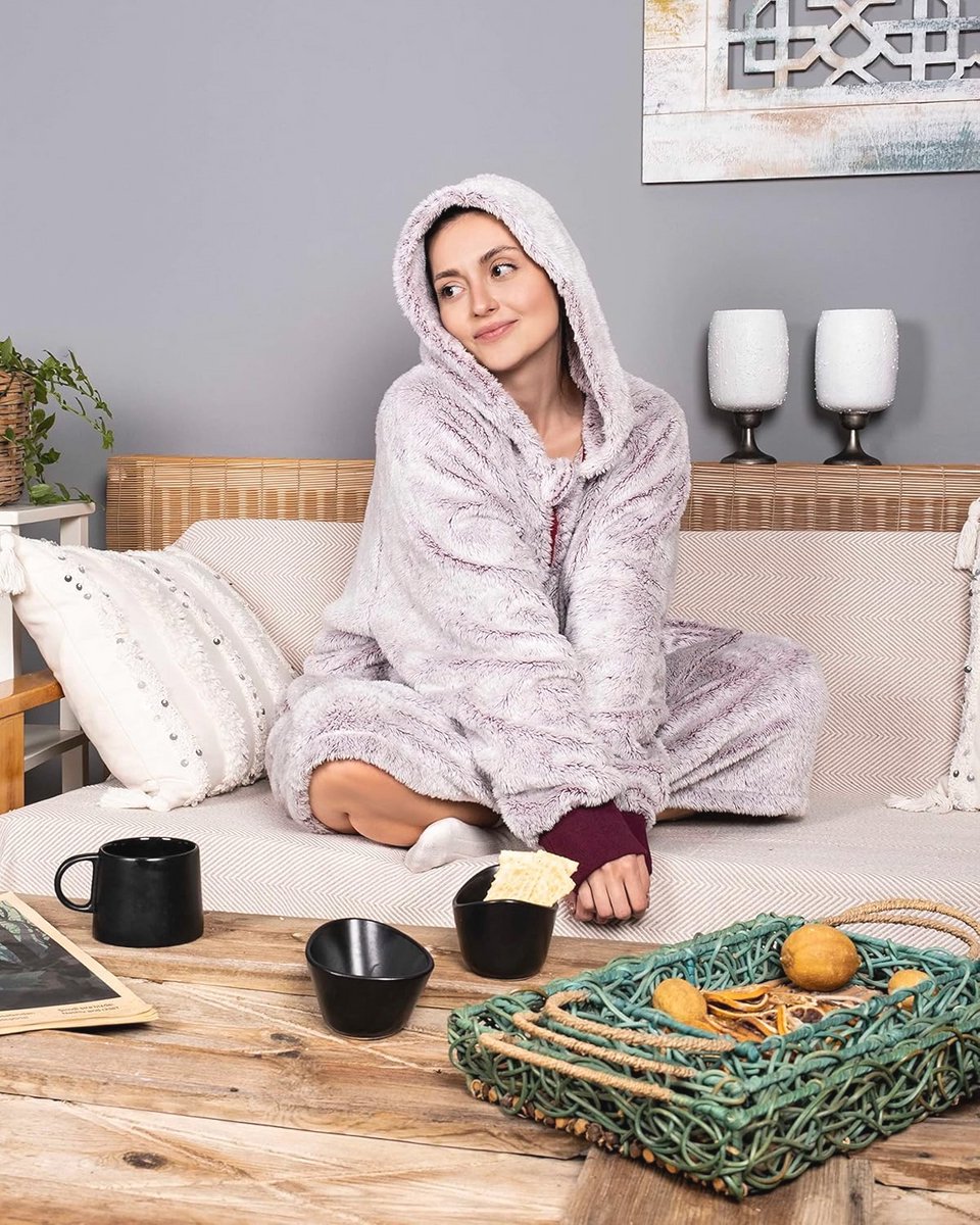 STFF & co Hoodie deken met mouwen - Grote fleece trui voor op de bank - Grijs