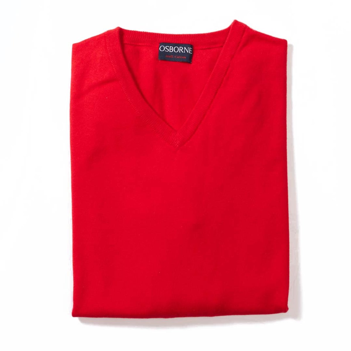 Osborne Knitwear Trui met V hals - Katoen - Tartan Scarlet - 2XL
